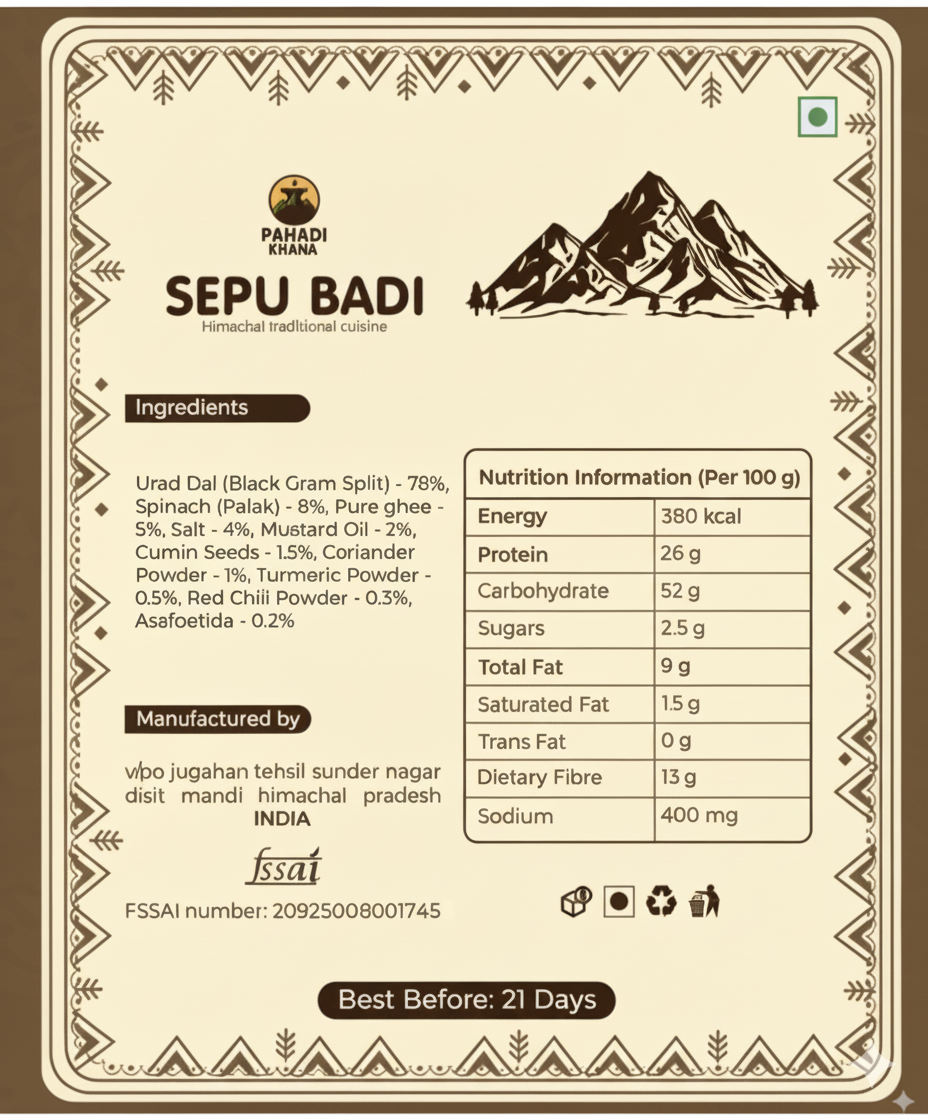 Traditional Himachali Sepu Badi – Taste of Mandi Pack of 100/250 gram